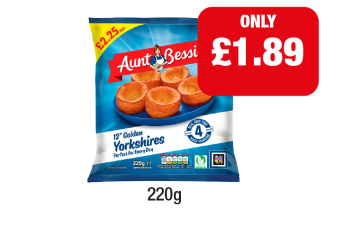 Aunt Bessie's Golden Yorkshire Puddings - Now Only £1.89 at Family Shopper