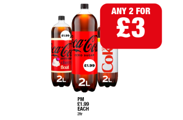 Coca Cola Zero, Cherry Float, Diet Coke - Any 2 for £3 at Family Shopper