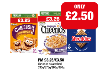 Curiously Cinnamon, Cheerios, Shreddies - Now Only £2.50 at Family Shopper