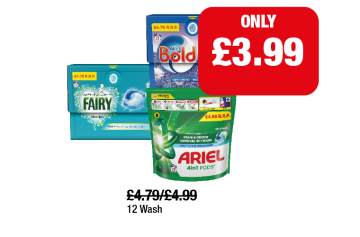 Fairy Non Bio, Bold All In 1, Ariel 4 In 1 - Now Only £3.99 at Family Shopper