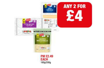 Jack's Mild Cheddar, Extra Mature Cheddar, Mozzarella - Any 2 for £4 at Family Shopper