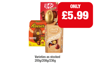 KitKat Crispy, Reese's Egg, Lindt Lindor Assorted - Now Only £5.99 at Family Shopper