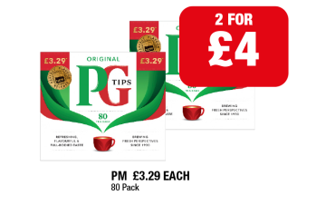 PG Tips Tea Bags - Any 2 for £4 at Family Shopper