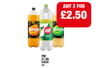 Tango Orange, Apple, 7Up - Any 2 for £2.50 at Family Shopper
