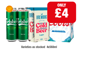 Carlsberg, Brewdog Cold Beer, Coors - Now Only £4 at Family Shopper