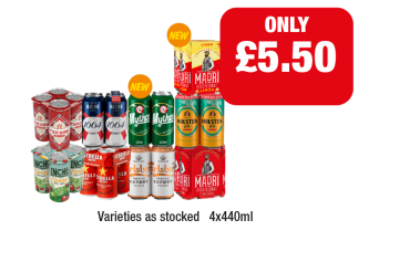 Cruzcampo, inch's, Kronenbourg, Estrella, Mythos, Carlsberg Export, Madri Limon, Holsten Pils, Madri - Now Only £5.50 at Family Shopper