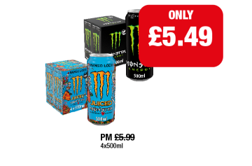 Monster Original, Juiced Aussie Lemonade, Mango Loco - Now Only £5.49 at Family Shopper