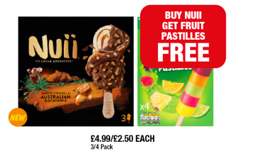Nuii Ice Cream, Rowntrees Fruit Pastilles Lollies - Buy Nuii Get Fruit Pastilles FREE at Family Shopper