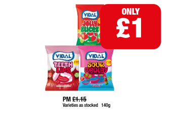 Vidal Jolly Slices, Teeth Lips, Sour Medley - Now Only £1 at Family Shopper