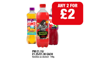 Vimto, Sunset Papaya-Dise, Jamaican Sunset - Any 2 for £2 at Family Shopper