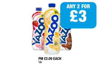 Yazoo Strawberry, Banana, Chocolate - Any 2 for £3 at Family Shopper