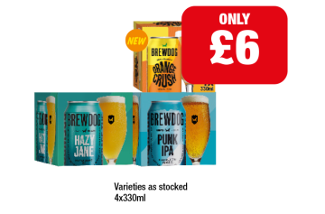 Brewdog Orange Crush, Hazy Jane, Punk IPA - Now Only £6 at Family Shopper