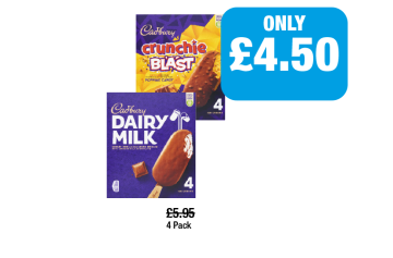 Cadbury Ice Creams Crunchie Blast, Dairy Milk - Now Only £4.50 at Family Shopper