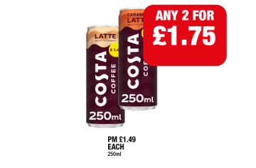 Costa Latte, Caramel - Any 2 for £1.75 at Family Shopper