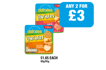 Dairylea Lunchers Ham 'N' Cheese, Chicken 'N' Cheese - Any 2 for £3 at Family Shopper