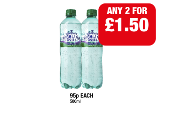 Highland Spring Sparkling - Now 2 for £1.50 at Family Shopper