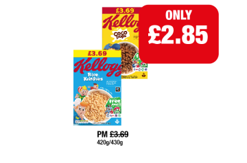 Kelloggs Coco Pops, Rice Krispies - Now Only £2.85 at Family Shopper