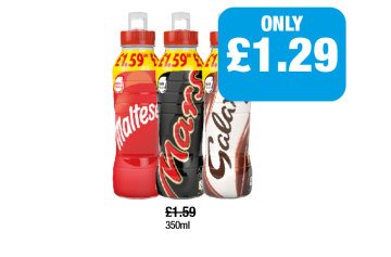 Milkshakes Maltesers, Mars, Galaxy - Now Only £1.29 at Family Shopper