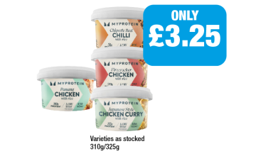 My Protein Chipotle Beef Chilli, Firecracker Chicken, Japanese Style Chicken Curry, Pangang Chicken - Now Only £3.25 at Family Shopper