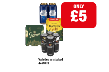 Poretti, Staropramen, Thatchers Gold, Murphys - Now Only £5 at Family Shopper