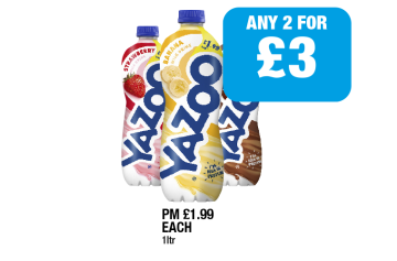 Yazoo Strawberry, Banana, Chocolate - Any 2 for £3 at Family Shopper