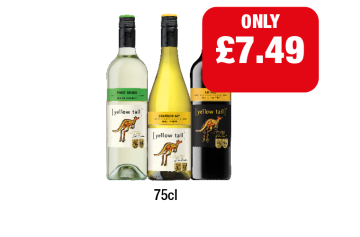 Yellow Tail Pinot Grigio, Chardonnay, Shiraz - Now Only £7.49 at Family Shopper