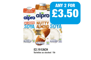 Alpro Soya No Sugars, Nutty Almon, Protein Soya - Any 2 for £3.50 at Family Shopper