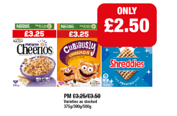 Cheerios, Curiously Cinnamon, Shreddies - Now Only £2.50 at Family Shopper