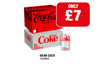 Coca Cola Zero, Diet Coke - Now Only £7 at Family Shopper