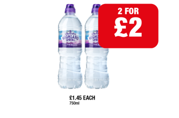 Highland Spring - Any 2 for £2 at Family Shopper