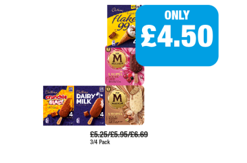 Ice Cream Crunchie Blast, Dairy Milk, Magnum Utopia Double Hazelnut, Cherry, Flake 99 - Now Only £4.50 at Family Shopper