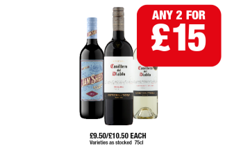 Jam Shed, Casillero Del Diablo Malbec, Sauvignon Blanc - Any 2 for £15 at Family Shopper