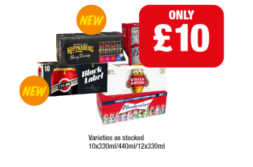 Kopparberg Berry Variety, Budweiser, Carling Black Label, Stella Artois, Budweiser - Now Only £10 at Family Shopper