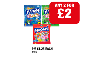 Maoam Pinballs, Blue, Stripes - Any 2 for £2 at Family Shopper