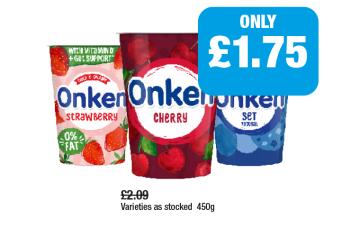Onken Strawberry, Cherry, Set - Now Only £1.75 at Family Shopper