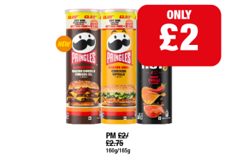 Pringles Burger King Bacon Deluxe Cheese XL, Chicken Royale, Sweet Chilli - Now Only £2 at Family Shopper