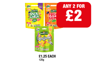 Rowntrees Pick & Mix, Fruit Gums, Randoms - Any 2 for £2 at Family Shopper