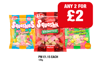 Squashies Tropical, Drumstick, Shooting Stars - Any 2 for £2 at Family Shopper