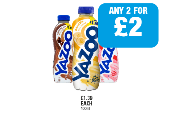 Yazoo Chocolate, Banana, Strawberry - Any 2 for £2 at Family Shopper