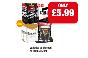Carling Black Label, Carling, Modelo, Guinness - Now Only £5.99 at Family Shopper