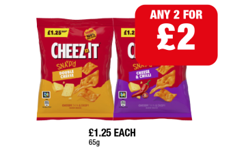 Cheez It Snap'd Double Cheese, Cheese & Chilli - Any 2 for £2 at Family Shopper