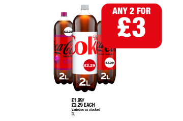 Coca Cola Zero, Cherry, Diet Coke - Any 2 for £3 at Family Shopper