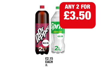Dr Pepper, Sprite Lemon & Lime - Any 2 for £3.50 at Family Shopper