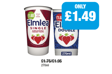 Elmlea Cream Single, Double - Now Only £1.49 at Family Shopper