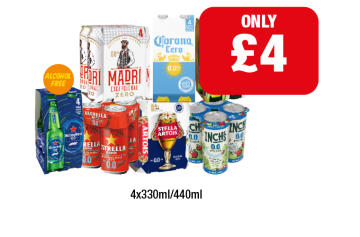 Heineken 0.0, Madri Zero, Estrella 0.0, Corona Zero, Stella Artois 0.0, Peroni 0.0, Inch's 0.0 - Now Only £4 at Family Shopper