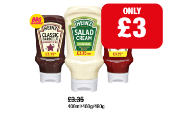 Heinz Classic Barbecue, Salad Cream, Tomato Ketchup - Now Only £3 at Family Shopper