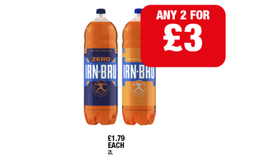 Irn Bru, Zero - Any 2 for £3 at Family Shopper