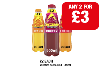 Lucozade Energy Original, Orange, Cherry - Any 2 for £3 at Family Shopper