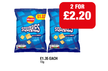 Squares Salt & Vinegar - Any 2 for £2.20 at Family Shopper