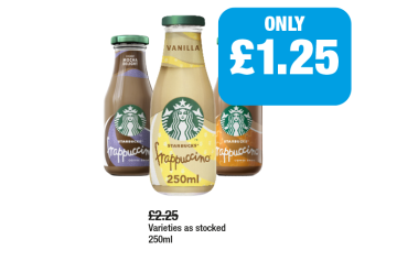 Starbucks Frappuccino Creamy Coffee, Vanilla, Caramel - Now Only £1.25 at Family Shopper